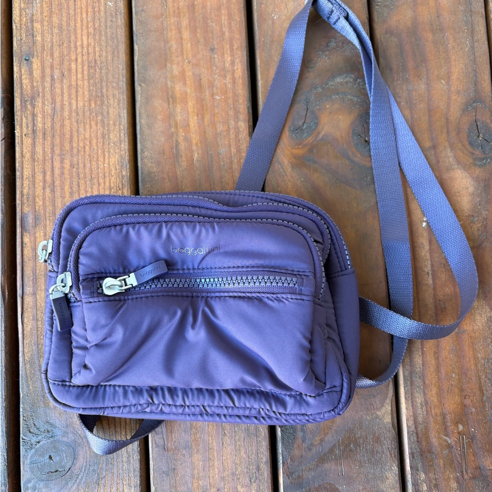 Baggallini Triple Zip Bagg Crossbody Purple EUC